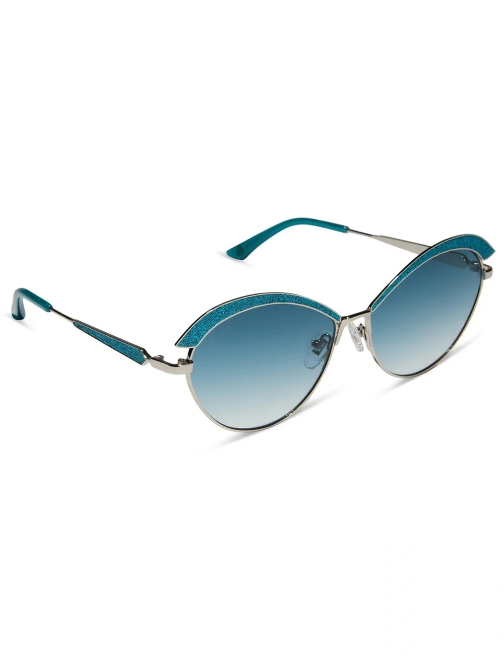DIFF WEDNESDAY Bianca Sunglasses Glitter Teal Silver Frame Teal Silver Lens NWT